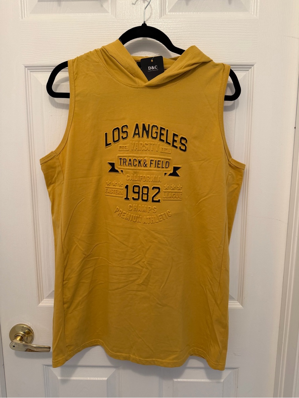 Men’s Los Angeles Hooded Tank Top — Mustard